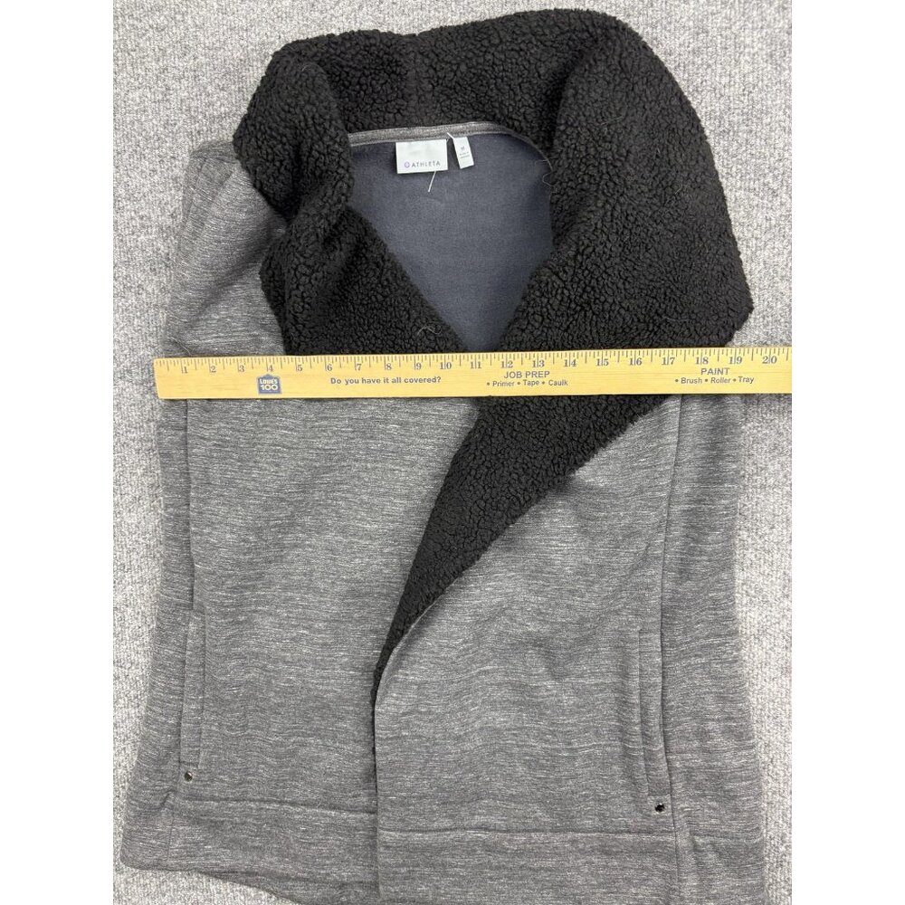 Athleta Vest Womens‎ Medium Heather Gray Sherpa Collar Fleece Lined Open Front - Picture 4 of 7